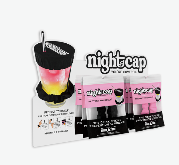 NightCap Scrunchie Drink Cover - Drink Spiking Prevention: Black
