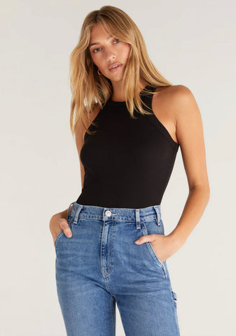 LILY RIB TANK- Black