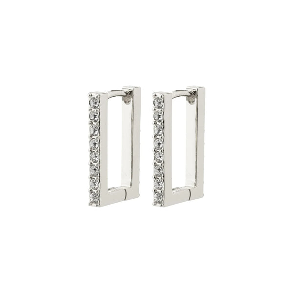 COBY RECYCLED CRYSTAL SQUARE HOOP EARRINGS- silver