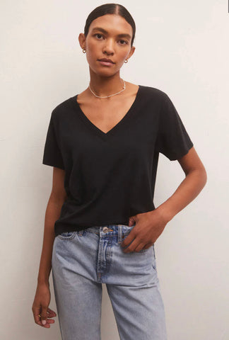 GIRLFRIEND V-NECK TEE - Black