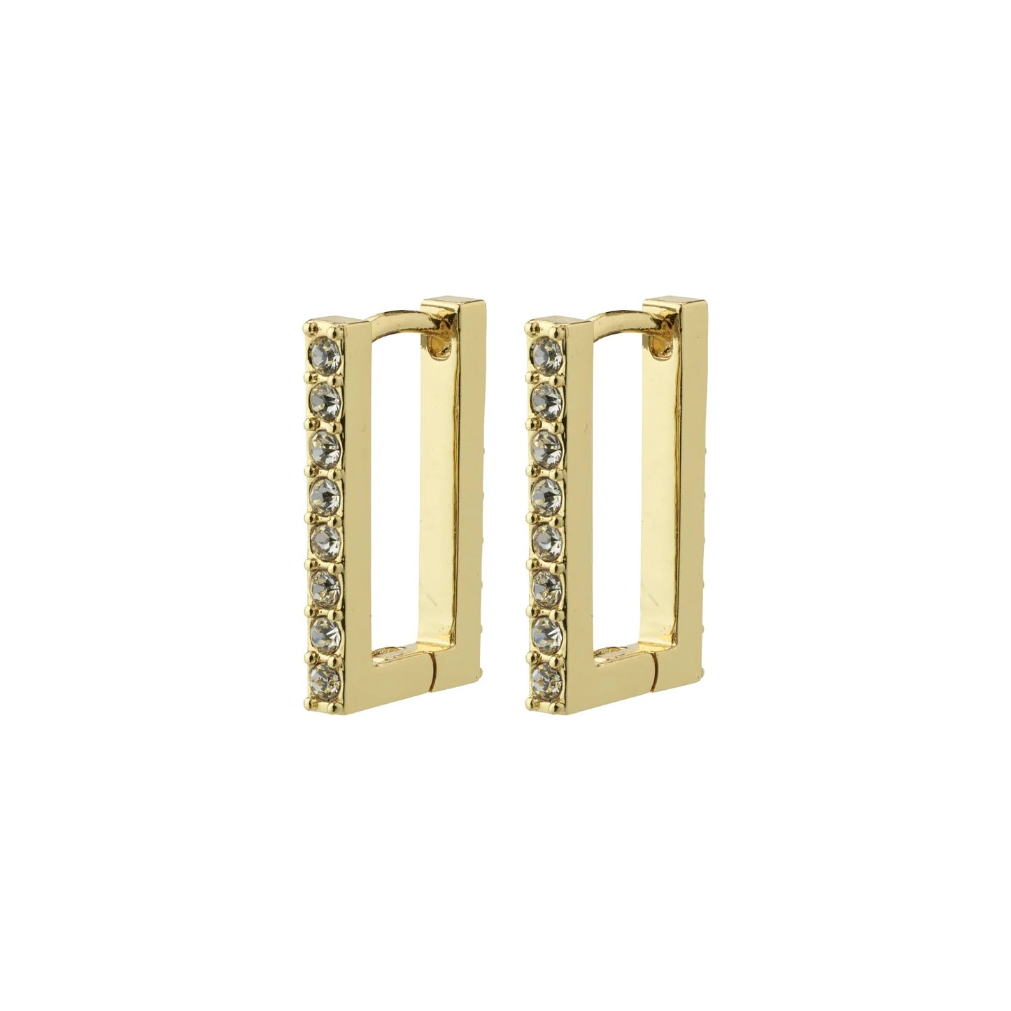 COBY RECYCLED CRYSTAL SQUARE HOOP EARRINGS- gold