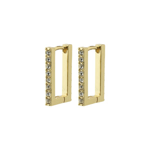 COBY RECYCLED CRYSTAL SQUARE HOOP EARRINGS- gold