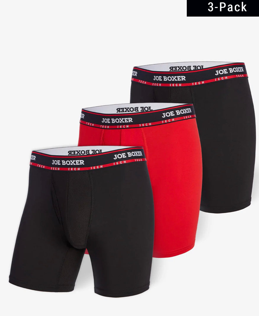 ATHLETIC TECH – BOXER BRIEF | 3-PACK Black & Red