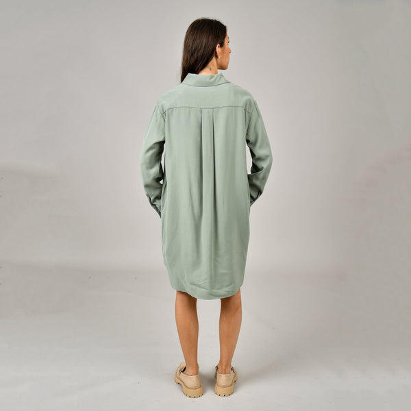 Penelope Cargo Pocket Shirt Dress in Lily Pad