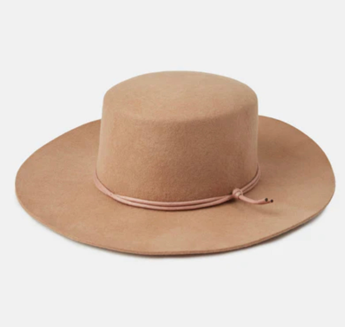 Harlow Boater Hat -Tobacco Brown