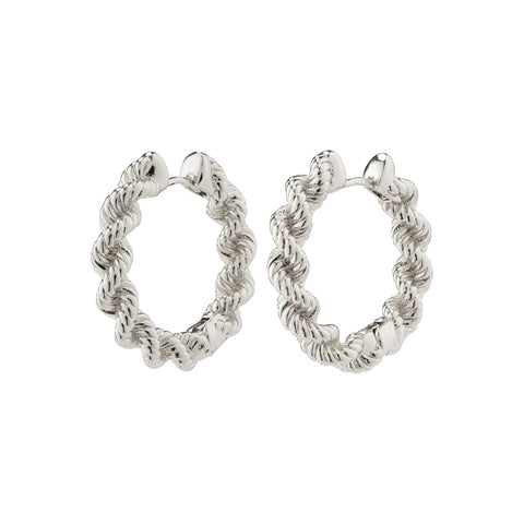 ANNIKA RECYCLED ROBE CHAIN HOOP EARRINGS SILVER PLATED