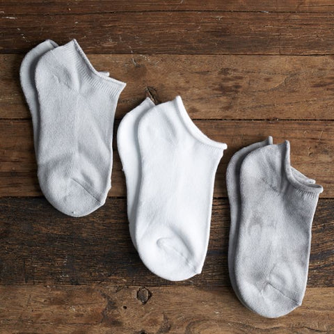 3pk Womens Cotton 1/2 Terry Cloud Rolltop Low Cut Sock -light pastel grey