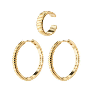 XENA RECYCLED HOOP & CUFF EARRINGS GOLD PLATED