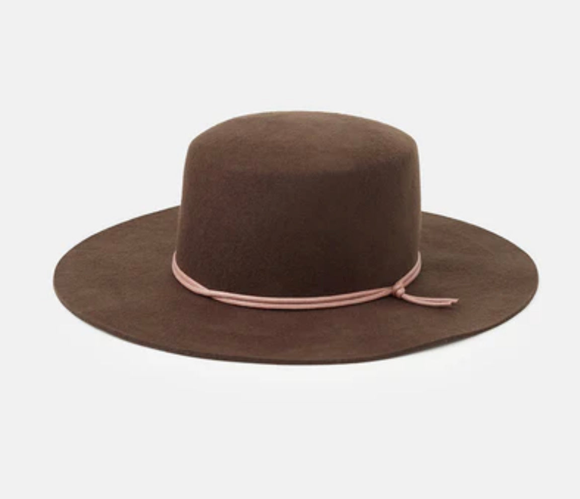 Harlow Boater Hat -Chocolate Brown