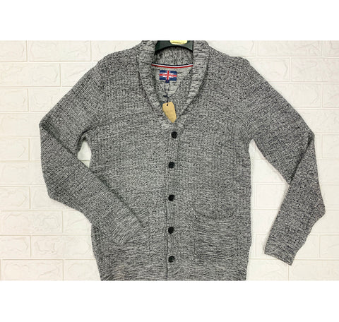 Grey Melange Button Front Cardigan