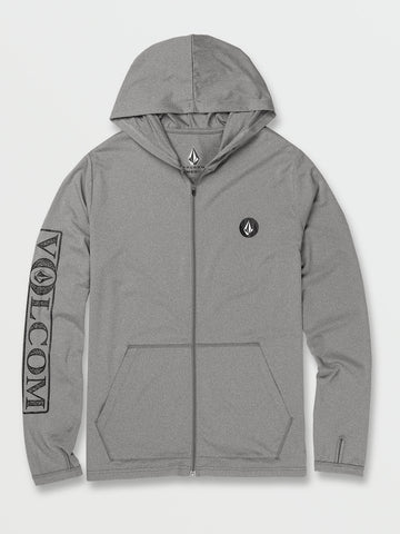 RALLY HOODED LONG SLEEVE UPF 50 RASHGUARD - HEATHER GREY