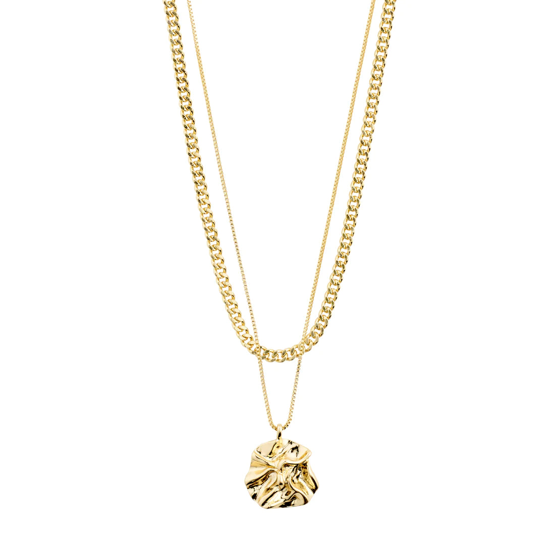 WILLPOWER CURB CHAIN & COIN NECKLACE 2-IN-1 SET GOLD PLATED