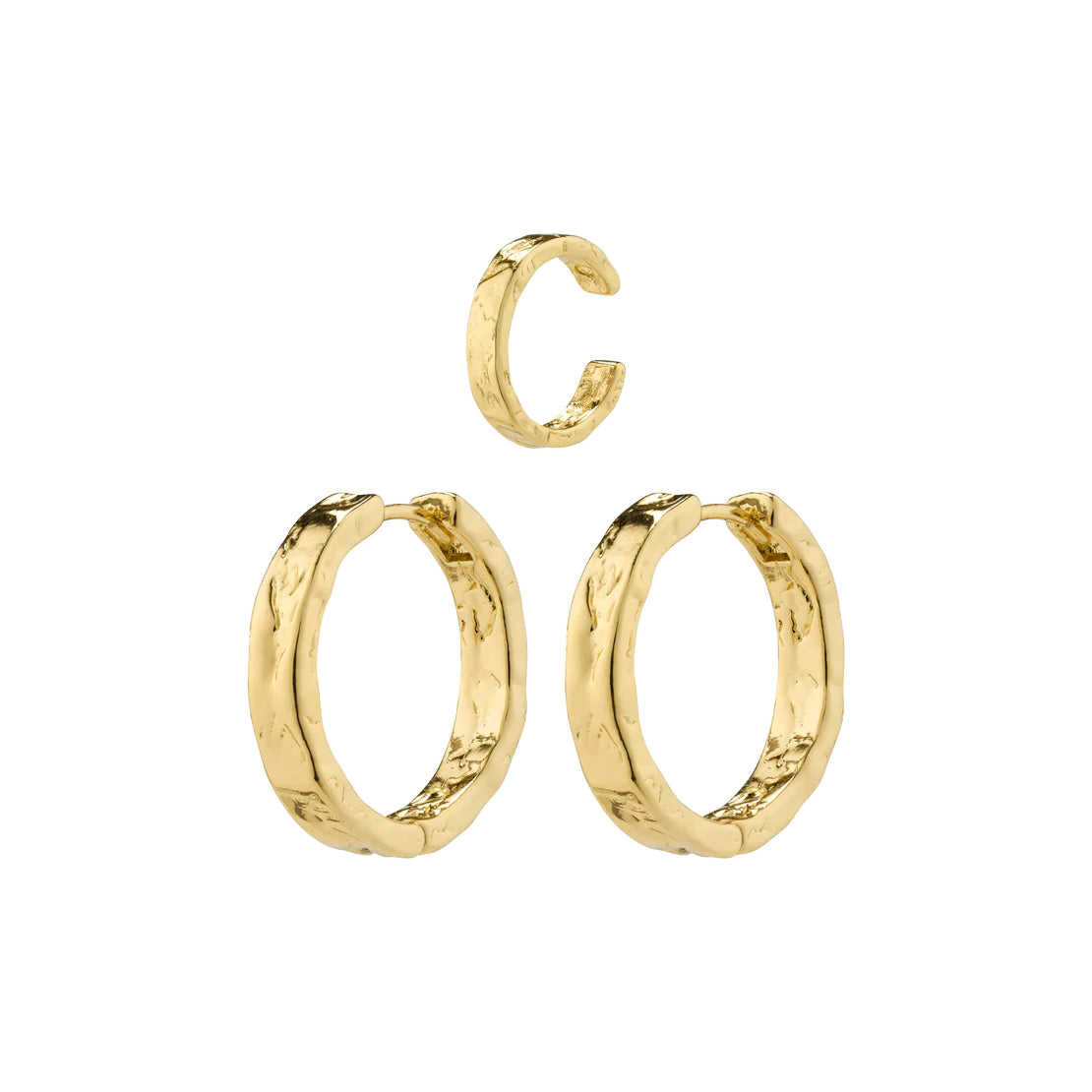 KINDNESS RUSTIC HOOP EARRINGS & CUFF GOLD PLATED