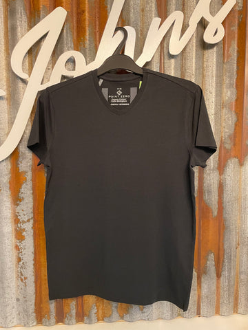 Mens Stretch V-Neck Tee- Blk
