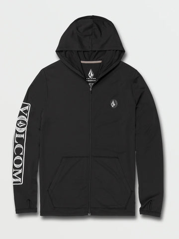 RALLY HOODED LONG SLEEVE UPF 50 RASHGUARD - BLACK