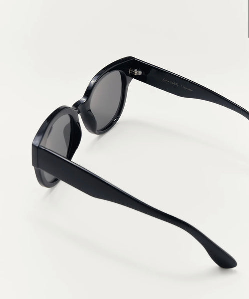LUNCH DATE SUNGLASSES- Polished Black-Grey