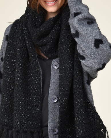 Black Metallic knit scarf