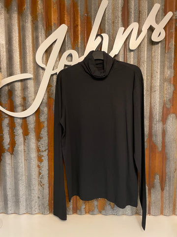 Stretch Cotton Black Turtleneck- Mens