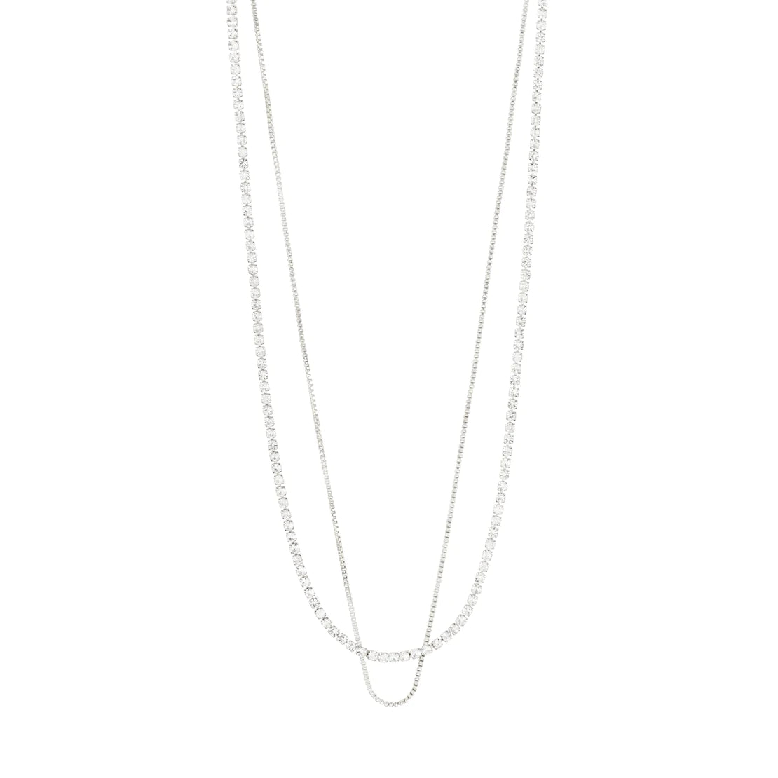 MILLE CRYSTAL NECKLACE 2-IN-1 SILVER PLATED