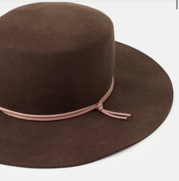 Harlow Boater Hat -Chocolate Brown