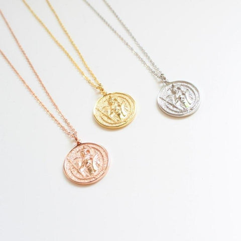 Athena Coin Necklace- Silver